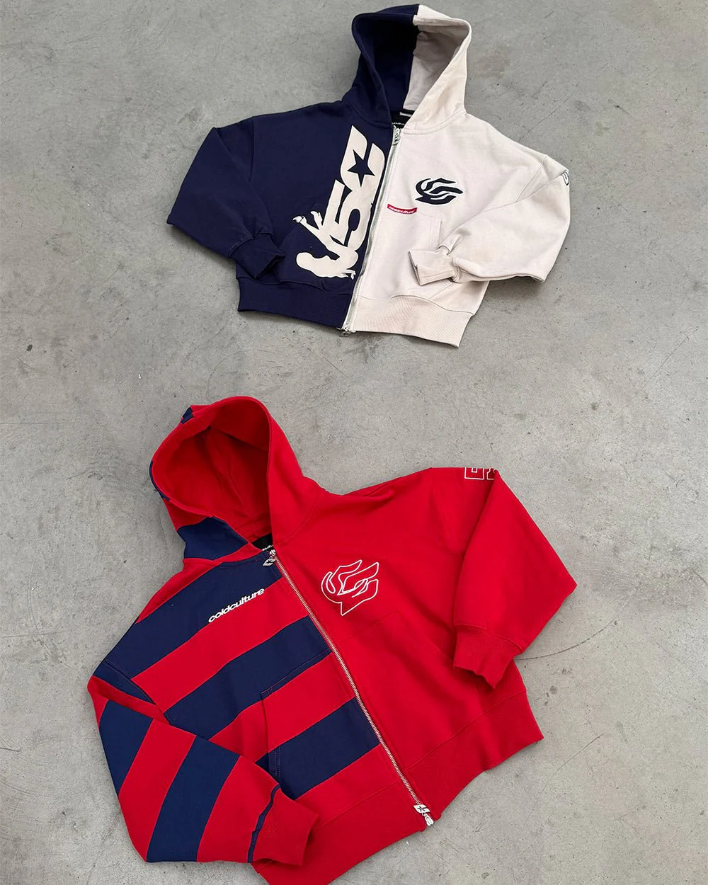 BARNA ZIP HOODIE RED & DARK BLUE - Image 8