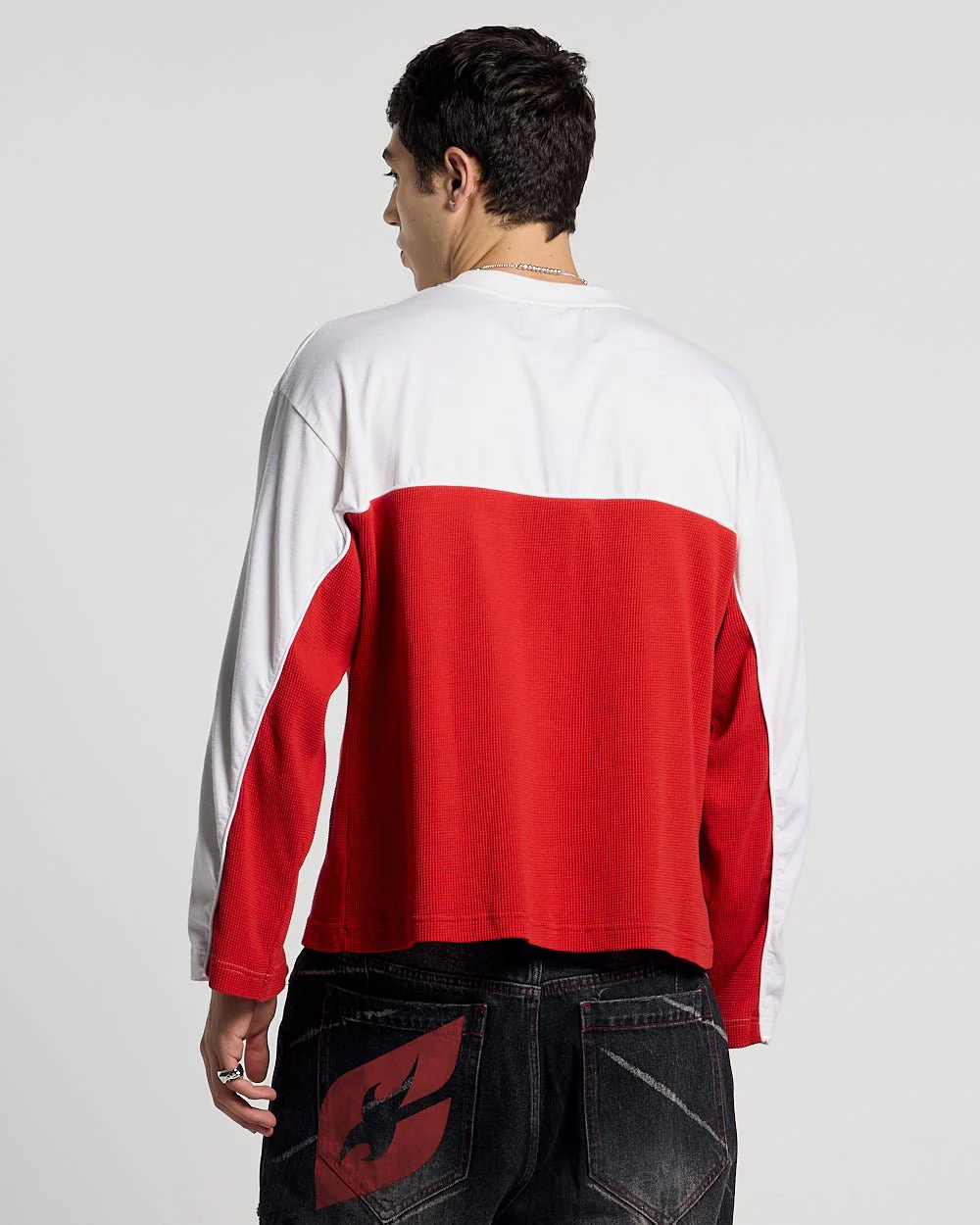 BICOLOR WAFFLE LONGSLEEVE RED & WHITE - Image 4