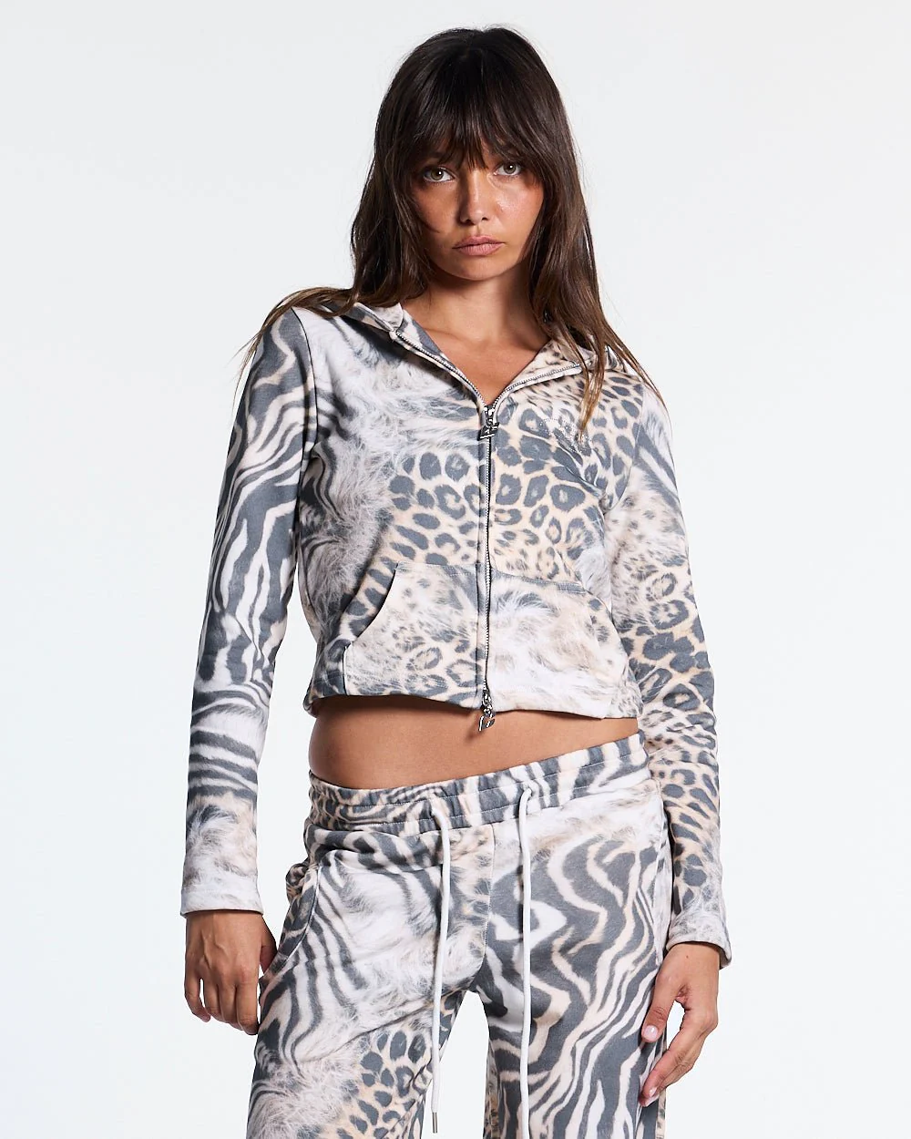 BLING ZIP HOODIE LEOPARD