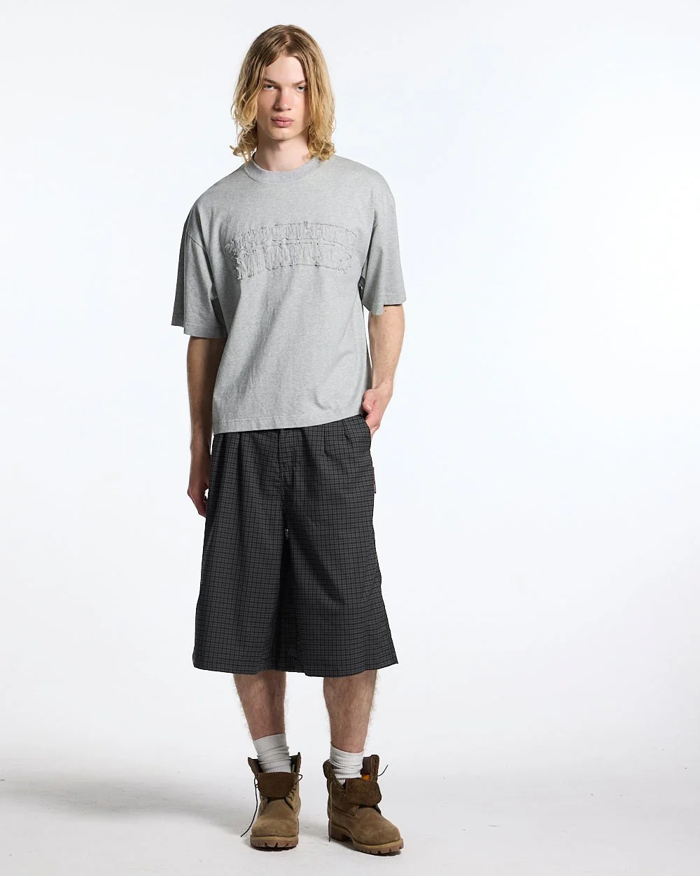 CHECK PARACHUTE JORT DARK GREY - Image 5