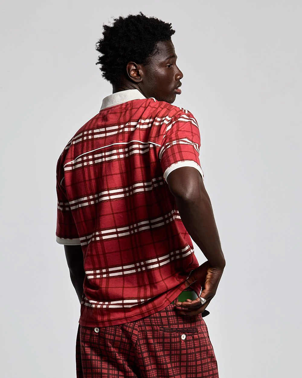 CRIMSON PLAID POLO TEE - Image 4