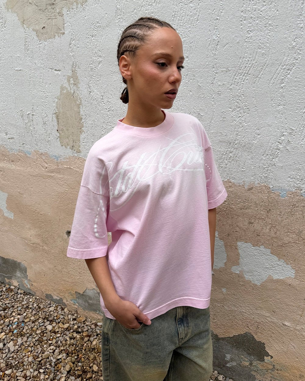 CROSSED SCRIPT TEE PINK - Image 5