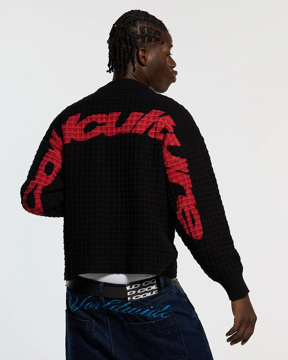 CRUNCHY WAFFLE KNIT BLACK