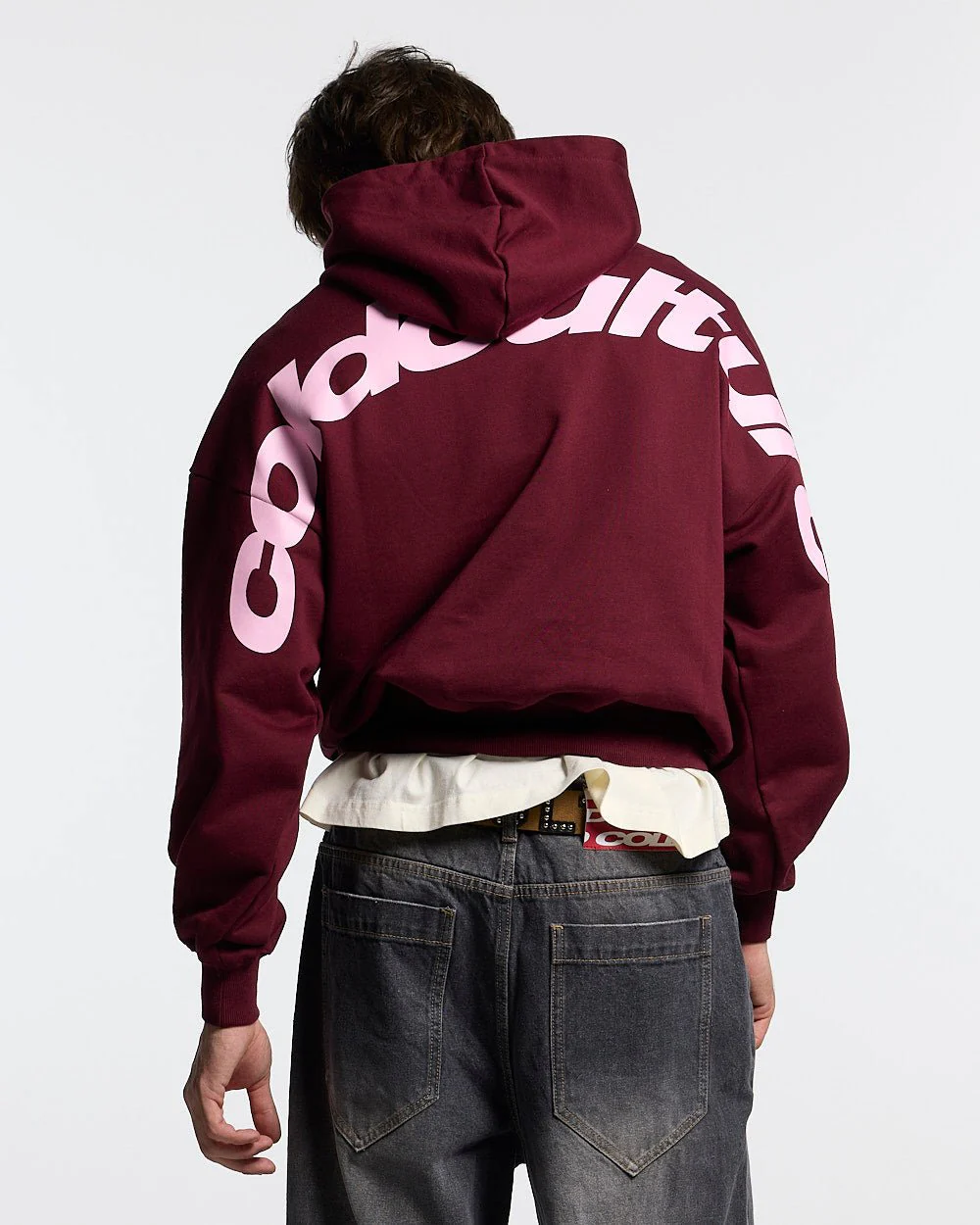 CURVED HOODIE WINE RED - Image 2