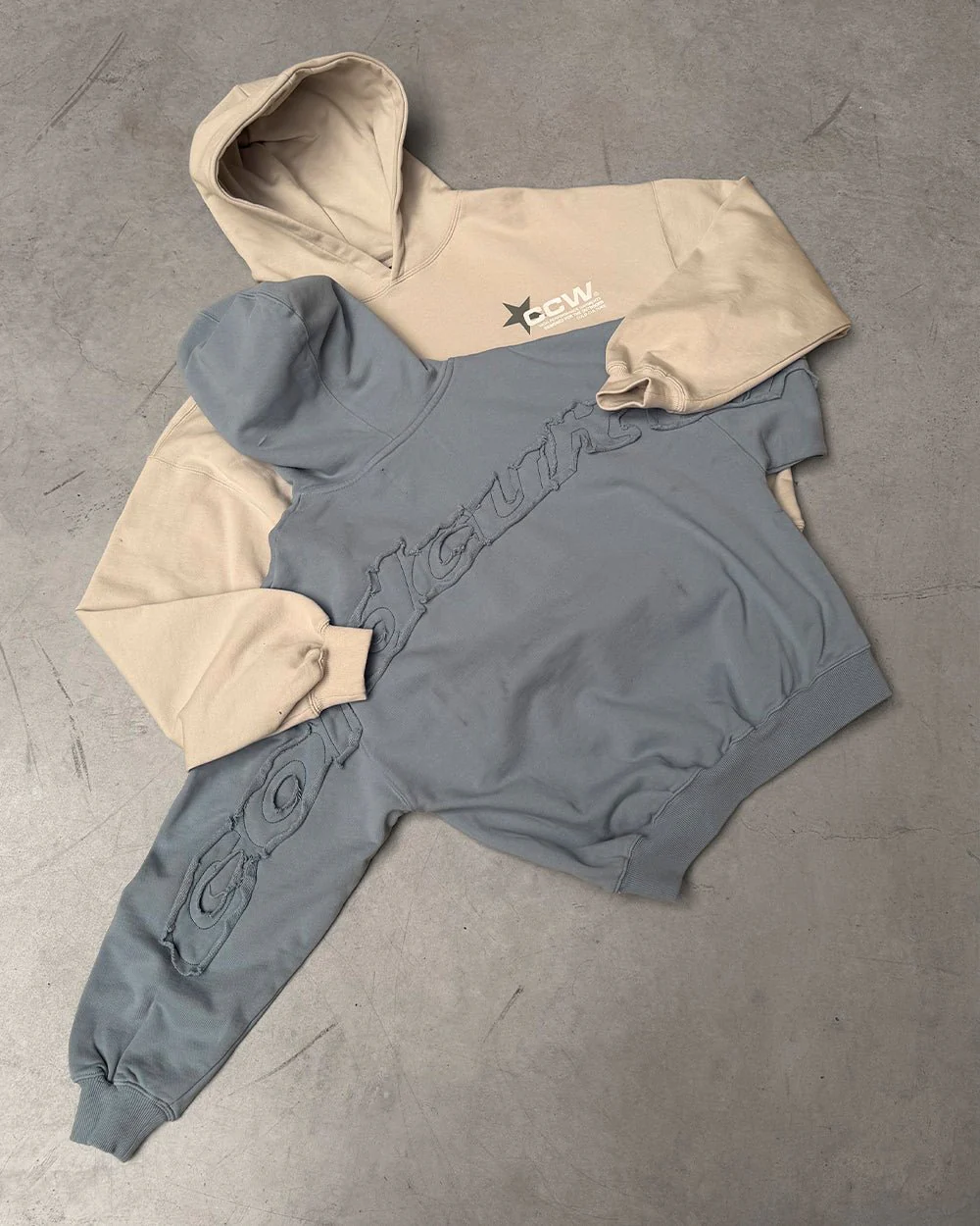 DISTRESS CURVED HOODIE SHADY BLUE - Image 7