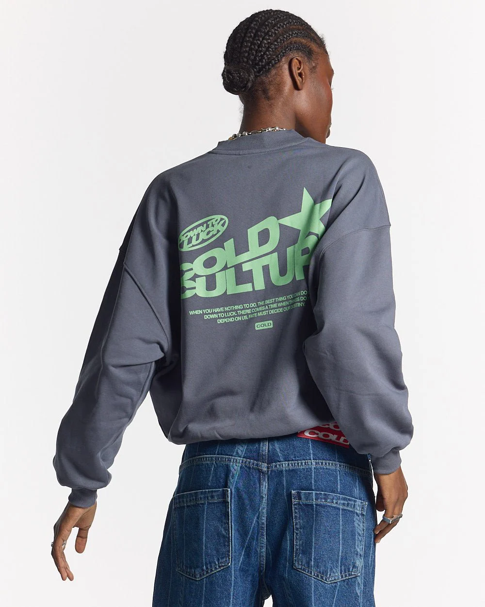 DOWN TO LUCK CREWNECK DARK BLUE - Image 5