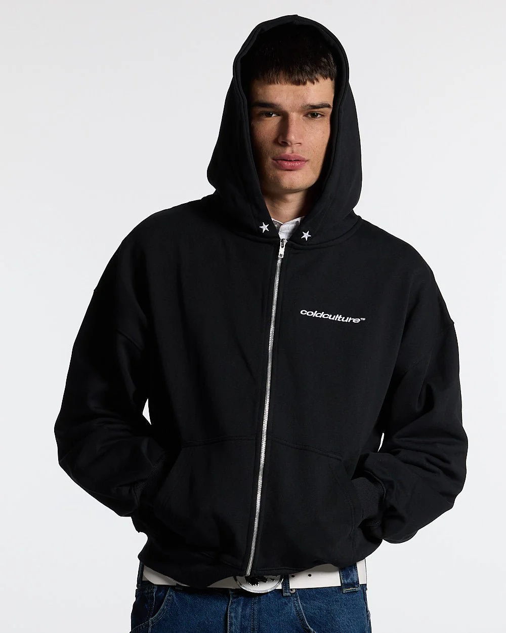 ESSENTIAL ZIP HOODIE BLACK - Image 2