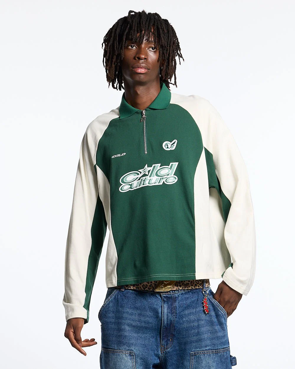 EXTREME POLO LONGSLEEVE GREEN AND BEIGE - Image 2