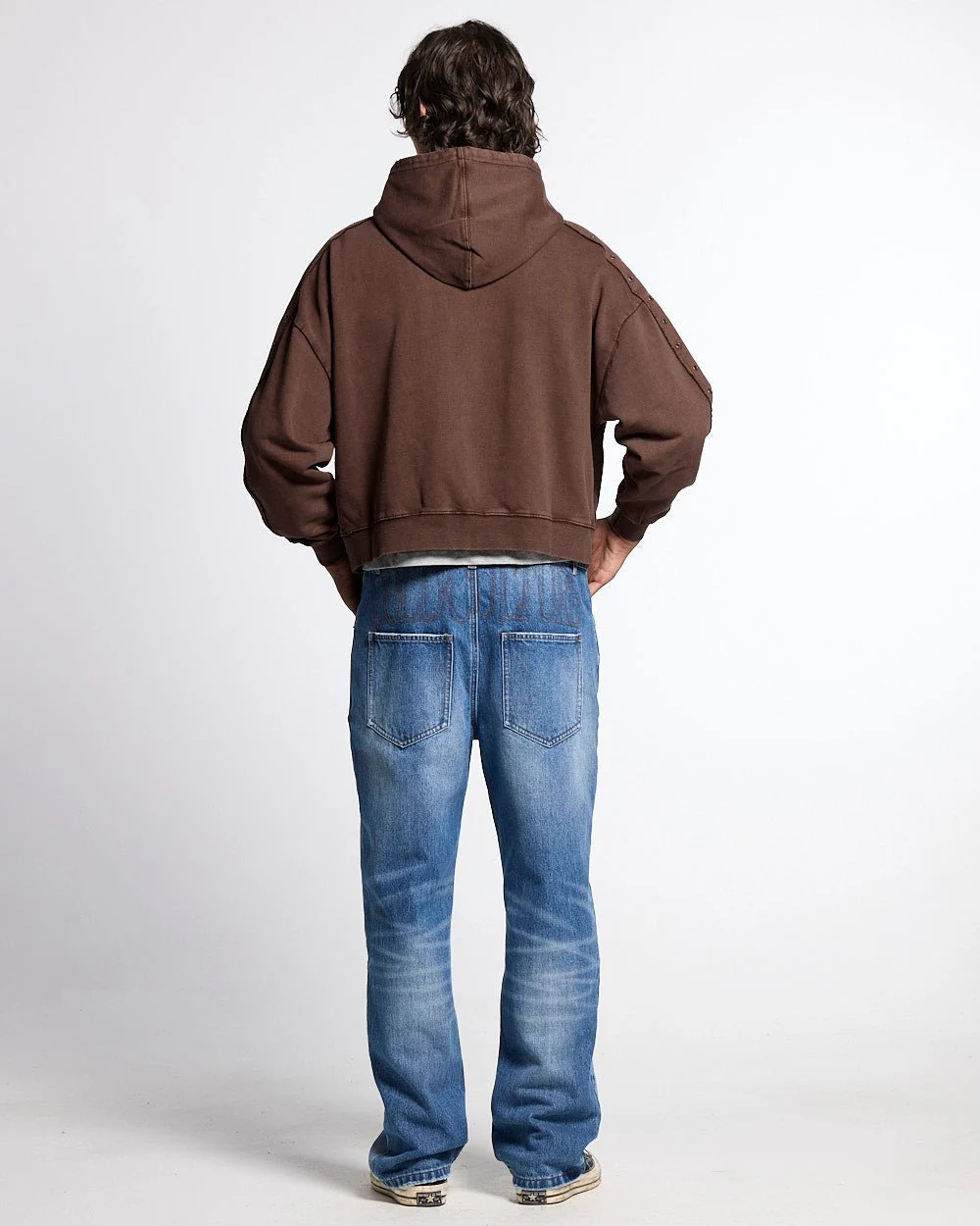 EYELET ZIP HOODIE BROWN - Image 8