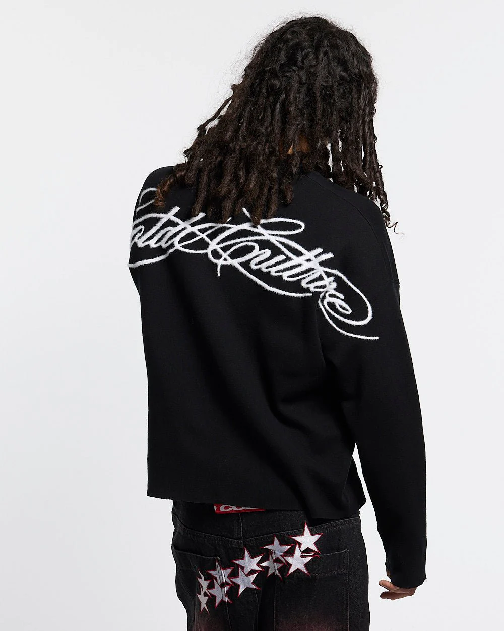 FURRY SCRIPT KNIT BLACK