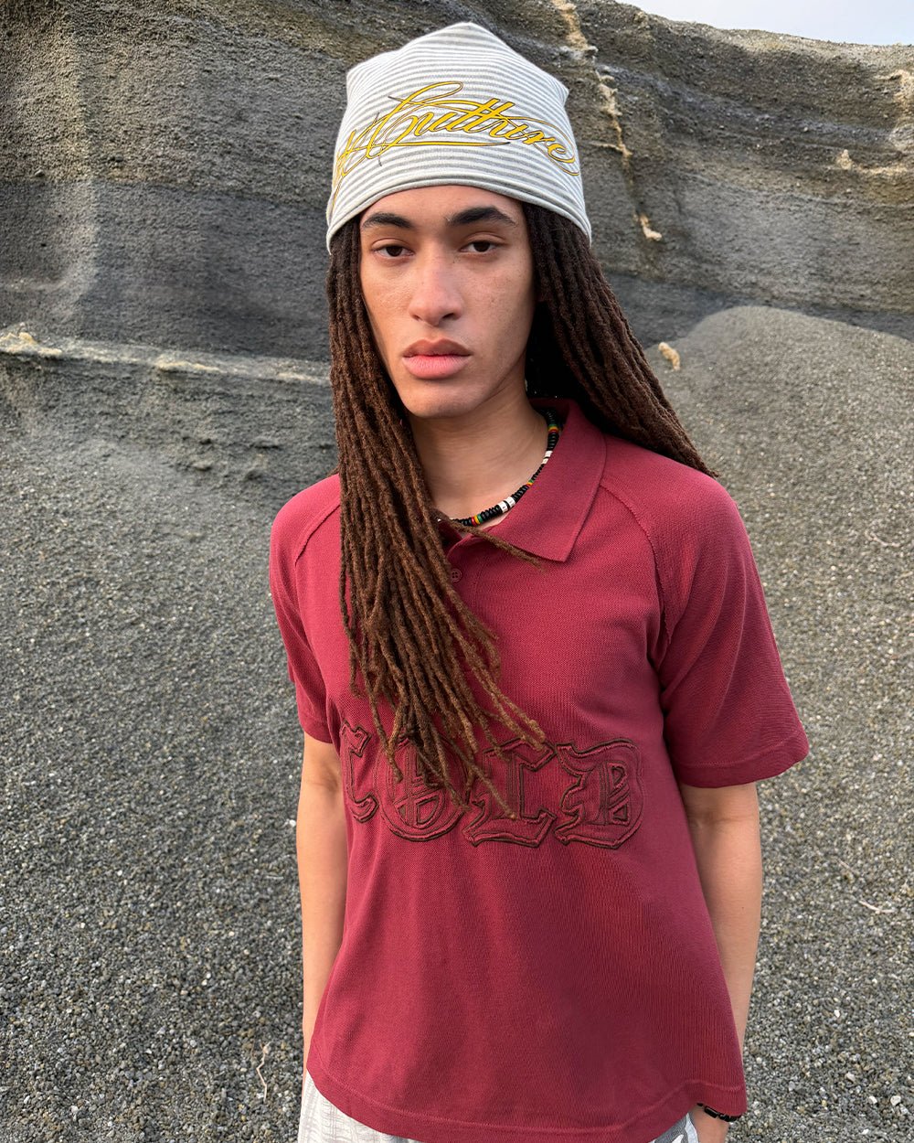 GOTHIC DISTRESSED POLO BURGUNDY - Image 8