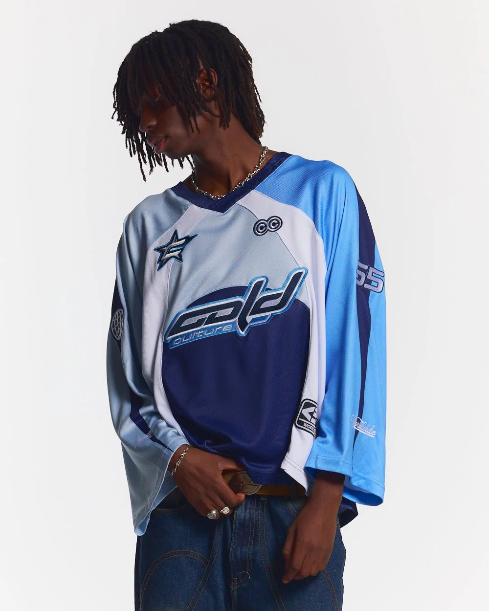 HOCKEY PLAYER LONGSLEEVE TEE NAVY/GLOSS BLUE - Image 2
