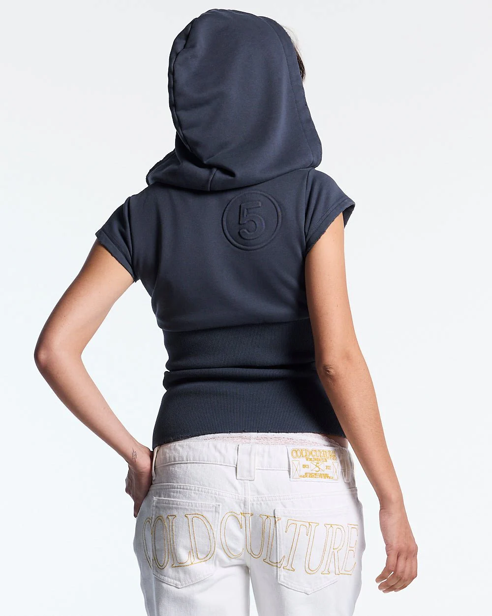 HOODED BABY ZIP TEE DARK GREY - Image 3
