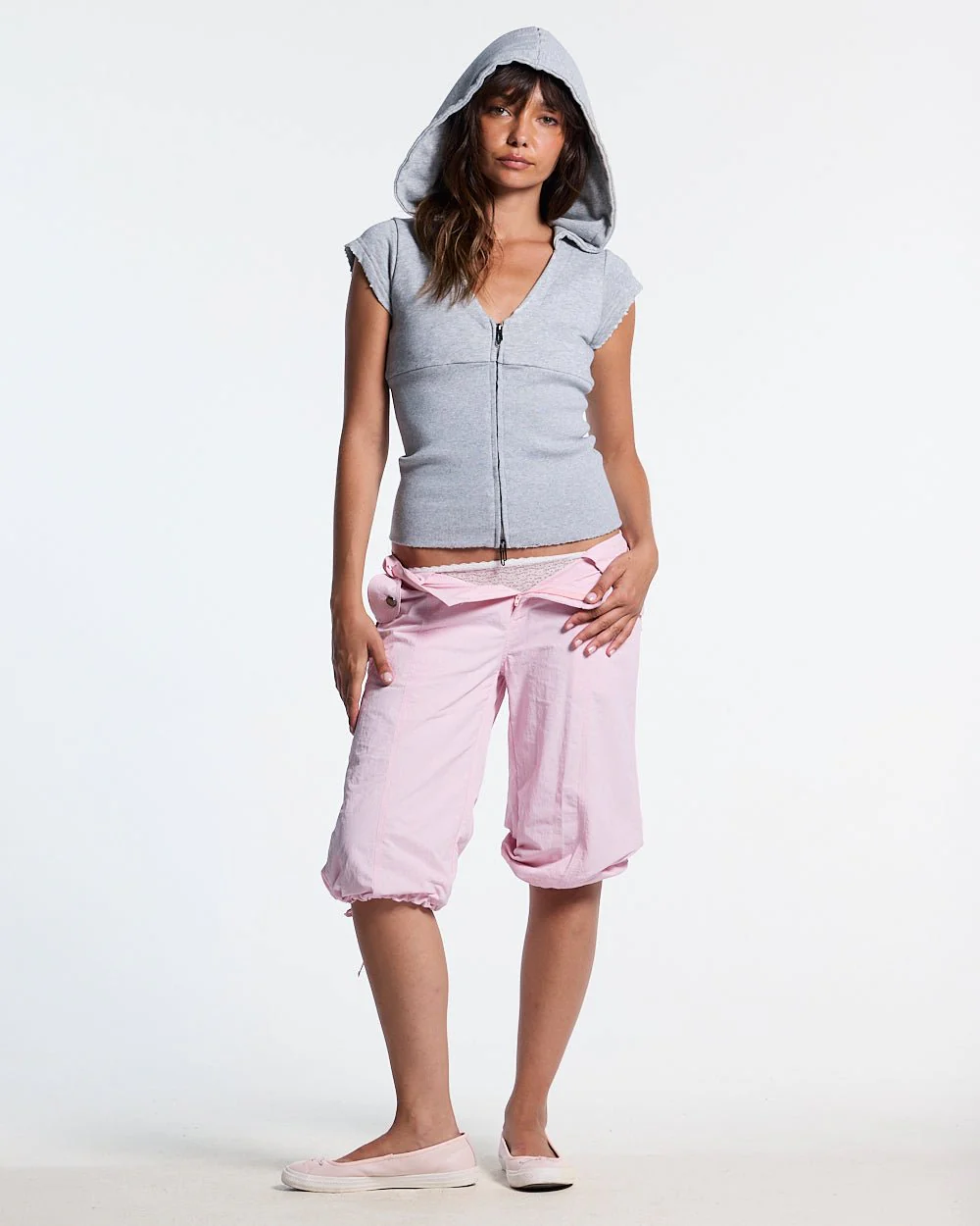 HOODED BABY ZIP TEE HEATHER GREY - Image 5