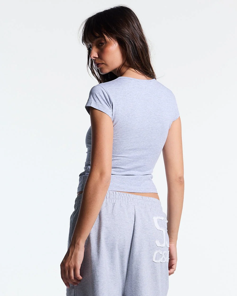 LACE BABY TEE HEATHER GREY - Image 3