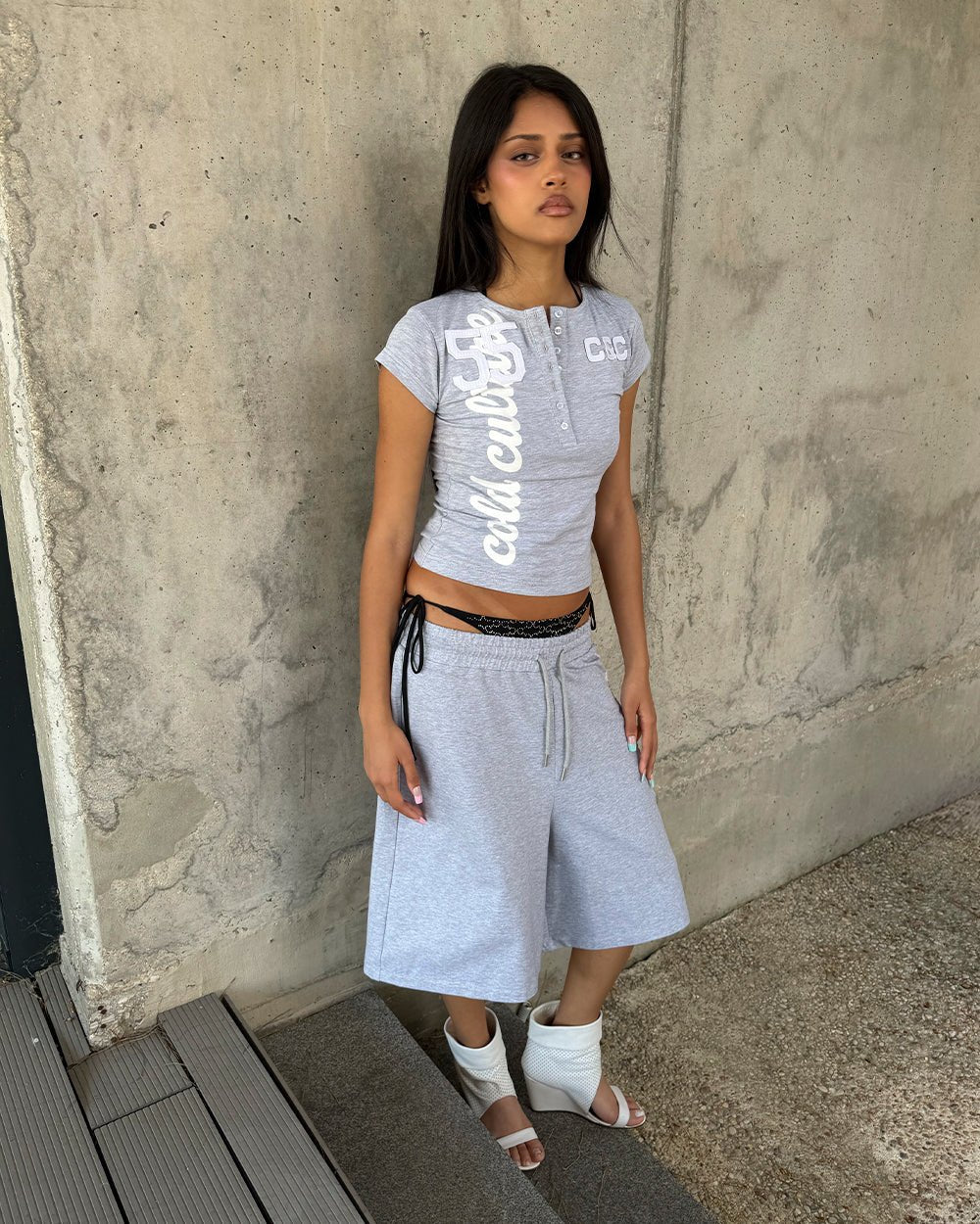 LACE SWEATSHORTS HEATHER GREY - DELAYED DELIVERY - Image 8