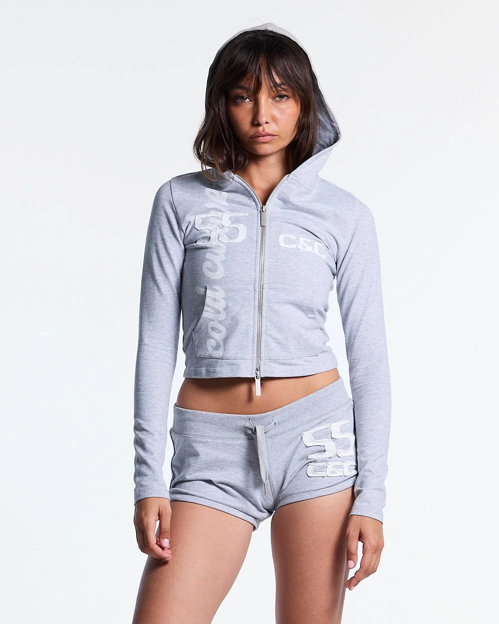 LACE ZIP HOODIE HEATHER GREY - DELAYED DELIVERY
