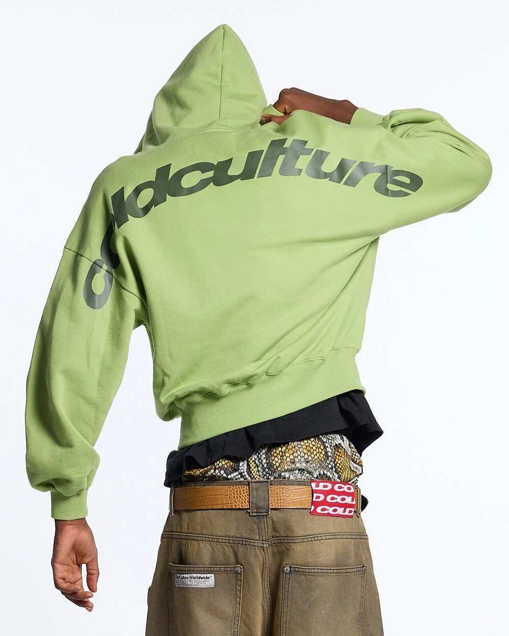 CURVED ZIP HOODIE GREEN - Image 2