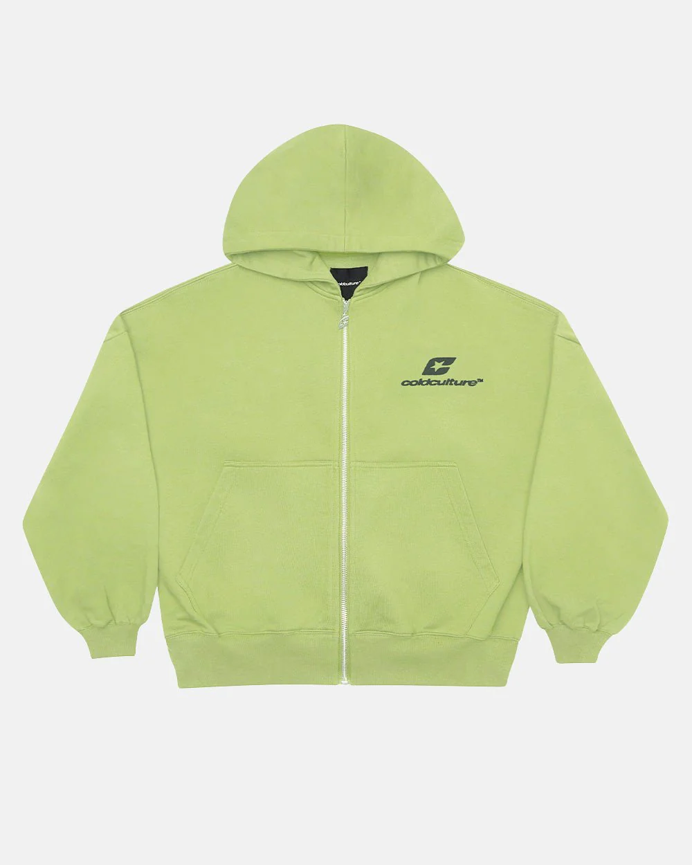 CURVED ZIP HOODIE GREEN - Image 3