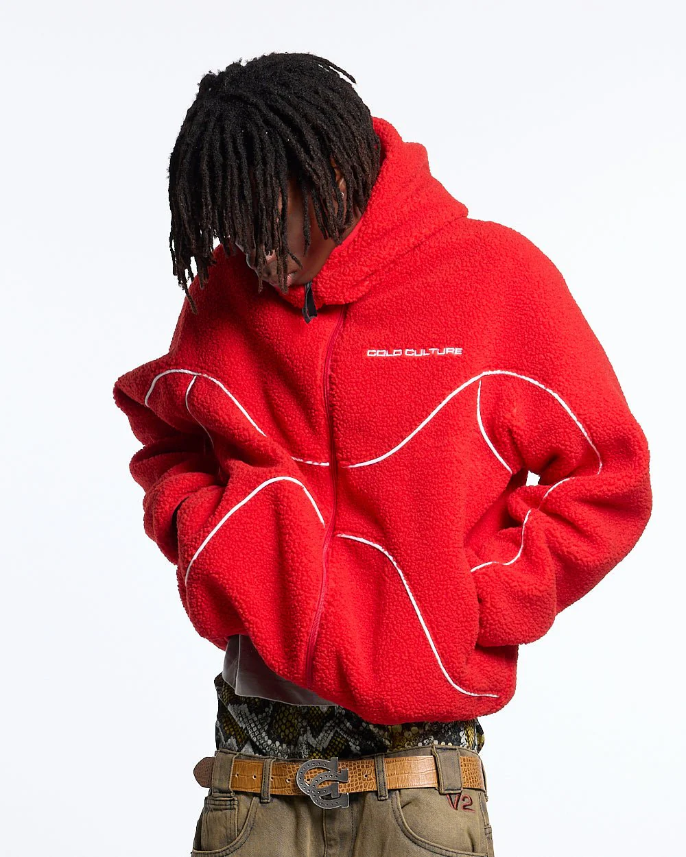 NO RISK FLEECE JACKET VIVID RED - Image 3