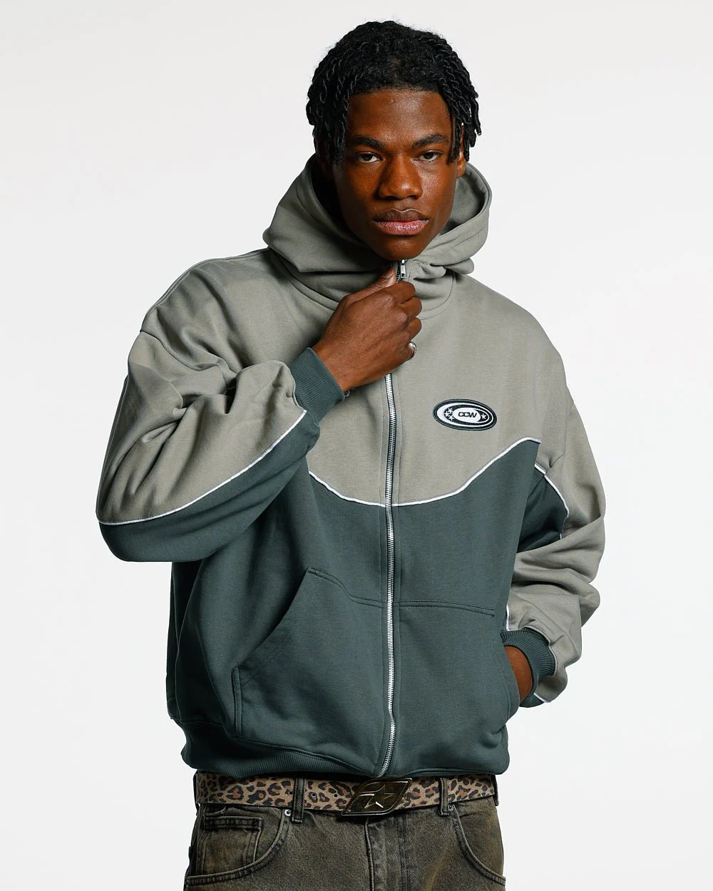 NO RISK ZIP HOODIE GREY SCALE - Image 2