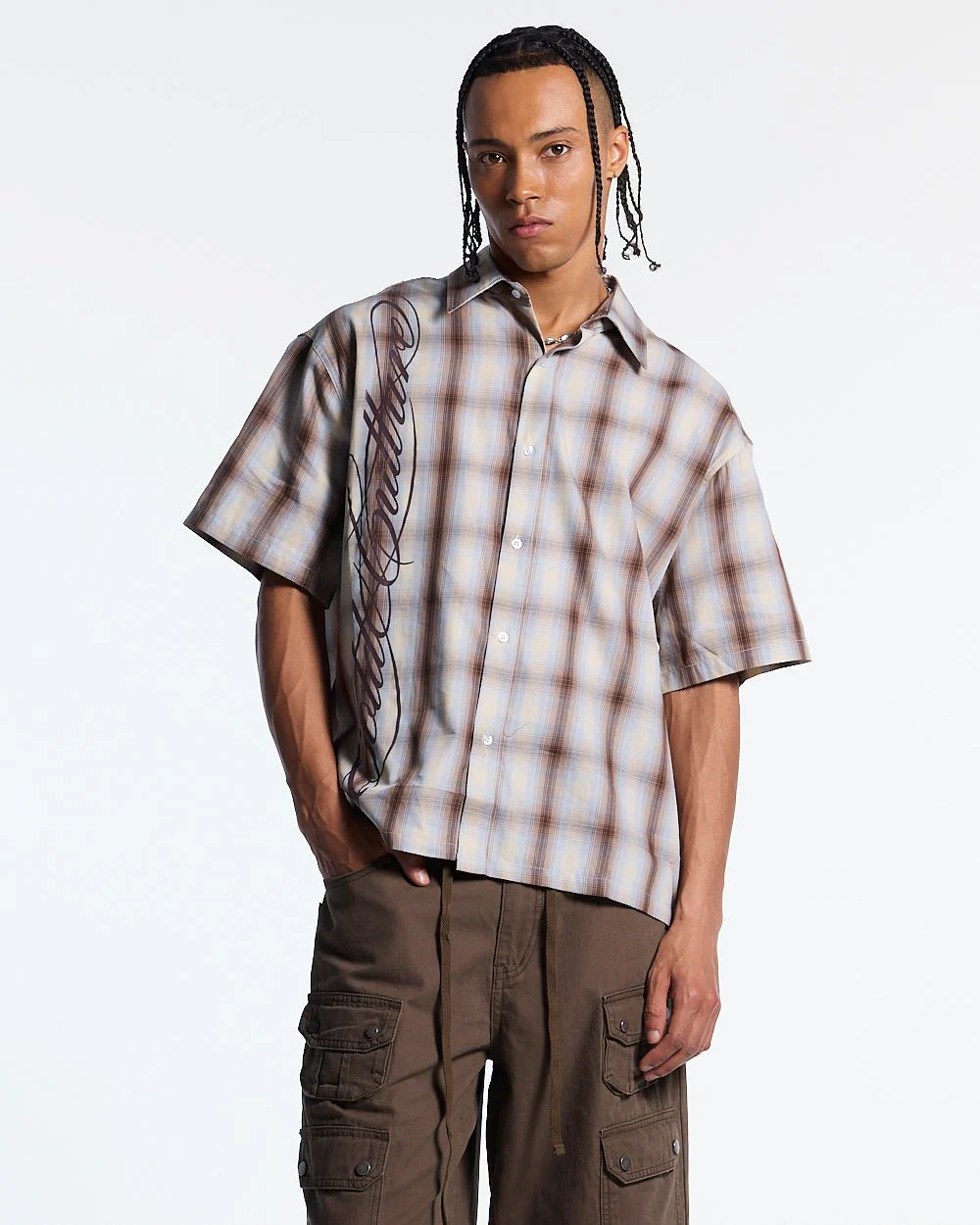 OFFICE SCRIPT SHIRT BEIGE - Image 2