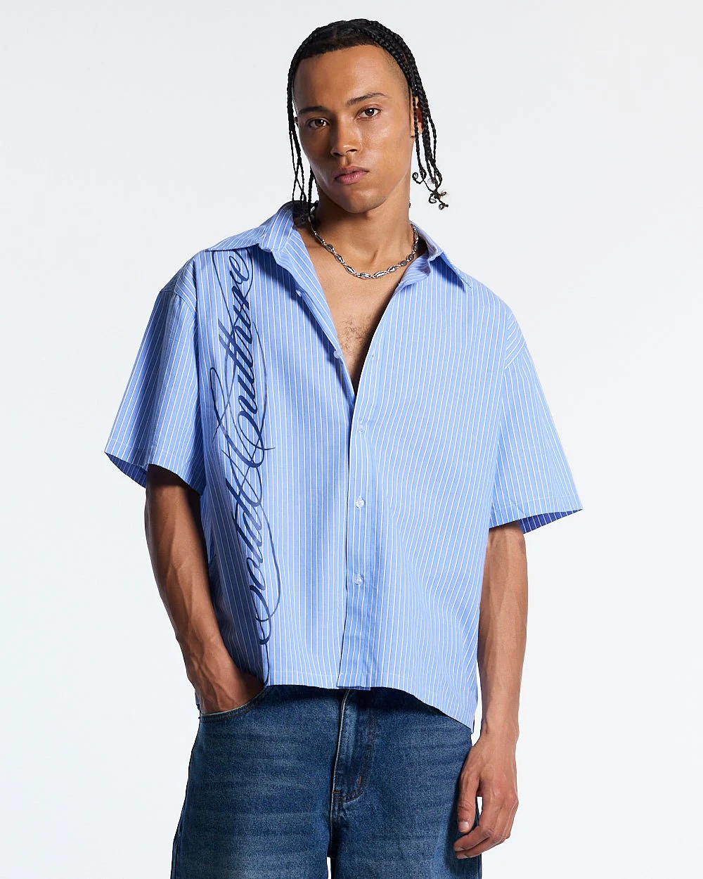 OFFICE SCRIPT SHIRT BLUE - Image 2