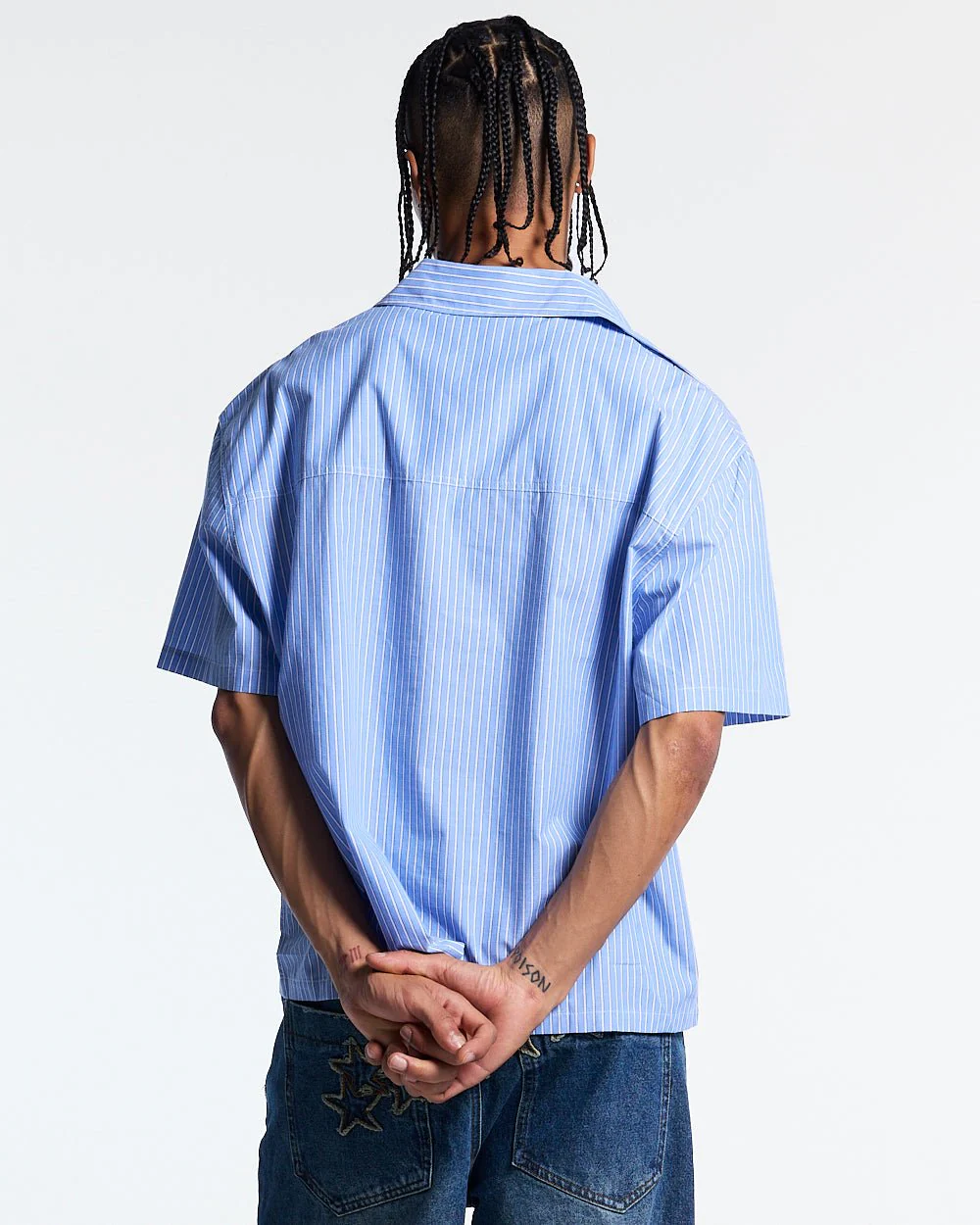 OFFICE SCRIPT SHIRT BLUE - Image 4