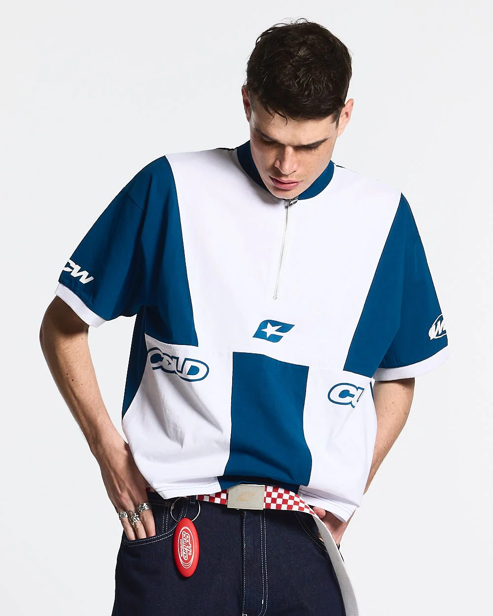 PANELS POLO TEE WHITE AND BLUE - Image 2