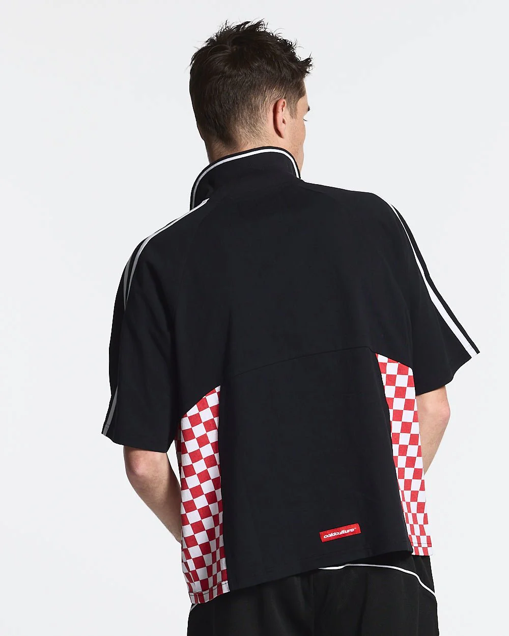 RED CHESS POLO TSHIRT BLACK - Image 4