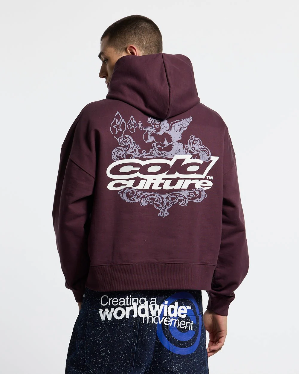SMOKING ANGEL HOODIE BURGUNDY - Image 2