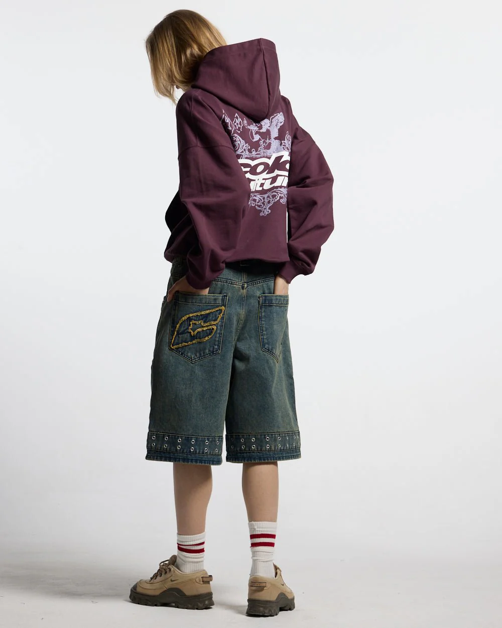 SMOKING ANGEL HOODIE BURGUNDY - Image 6