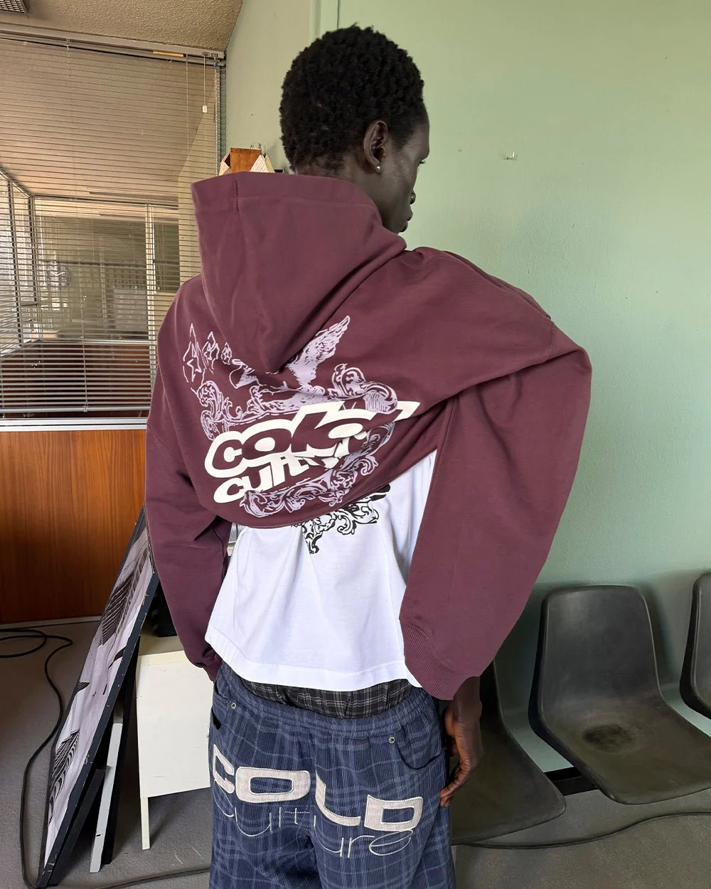 SMOKING ANGEL HOODIE BURGUNDY - Image 7
