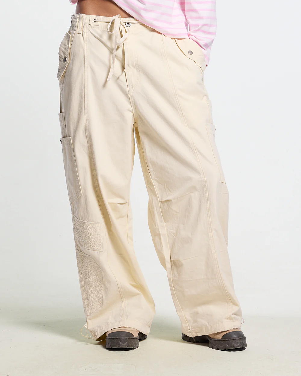 SOLID CARGO PANTS WHITE - Image 9