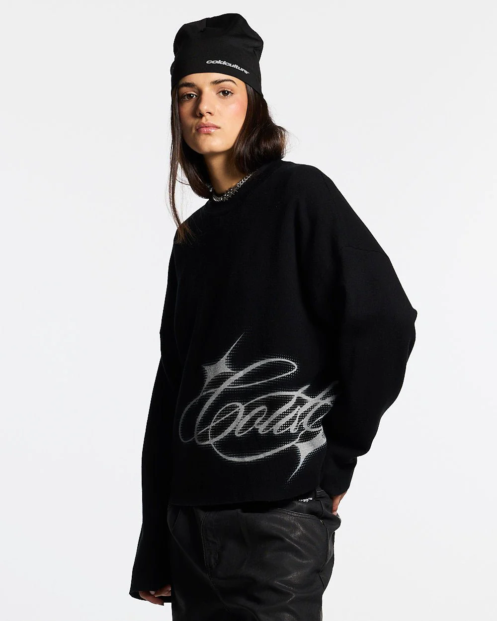 SPARKLY SCRIPT KNIT BLACK - Image 5