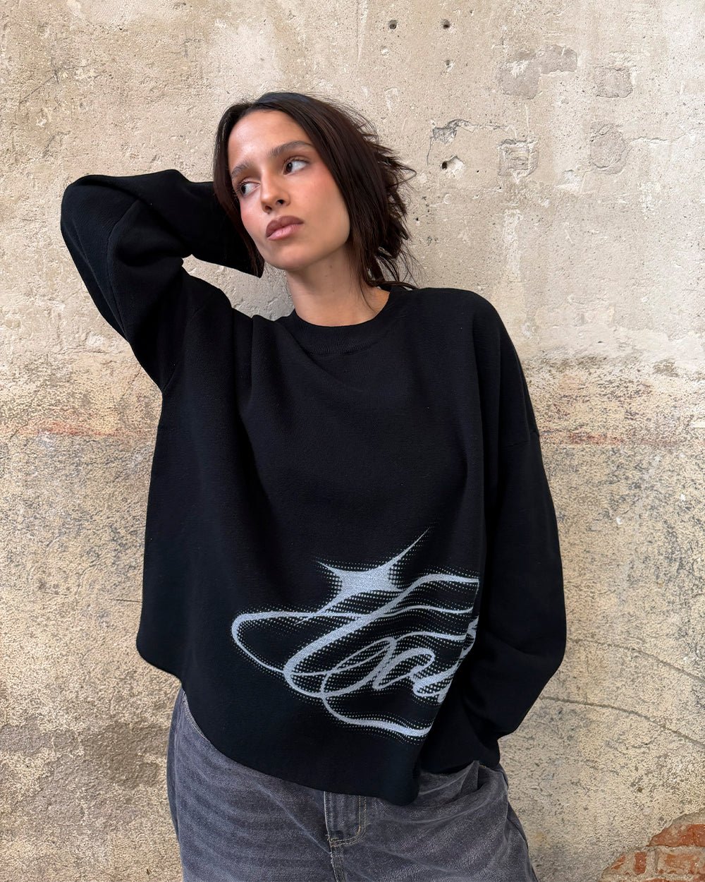 SPARKLY SCRIPT KNIT BLACK - Image 7