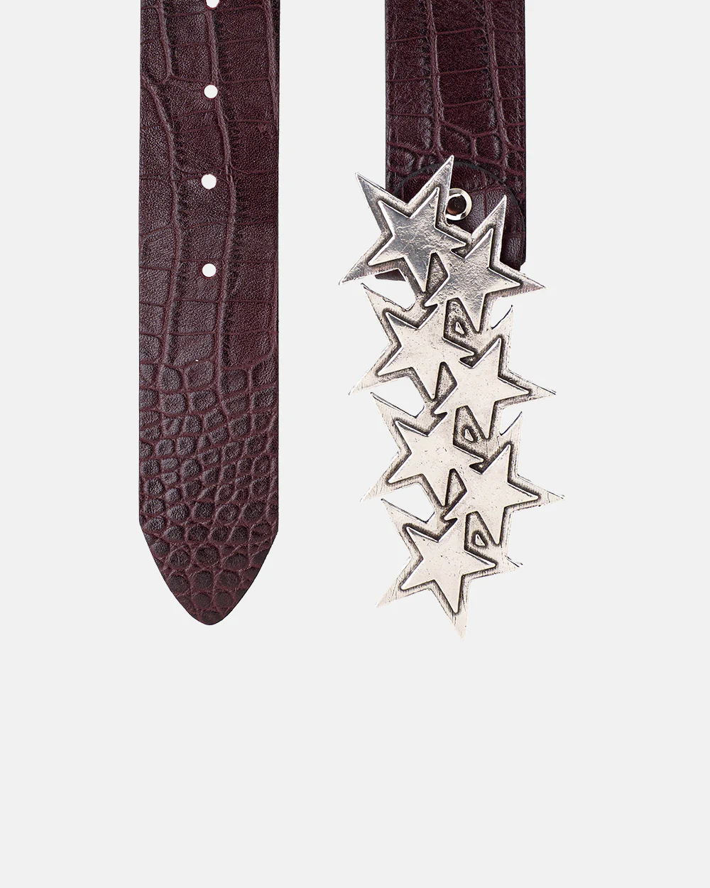 STARS LEATHER BELT CROCODILE BORDO - Image 2