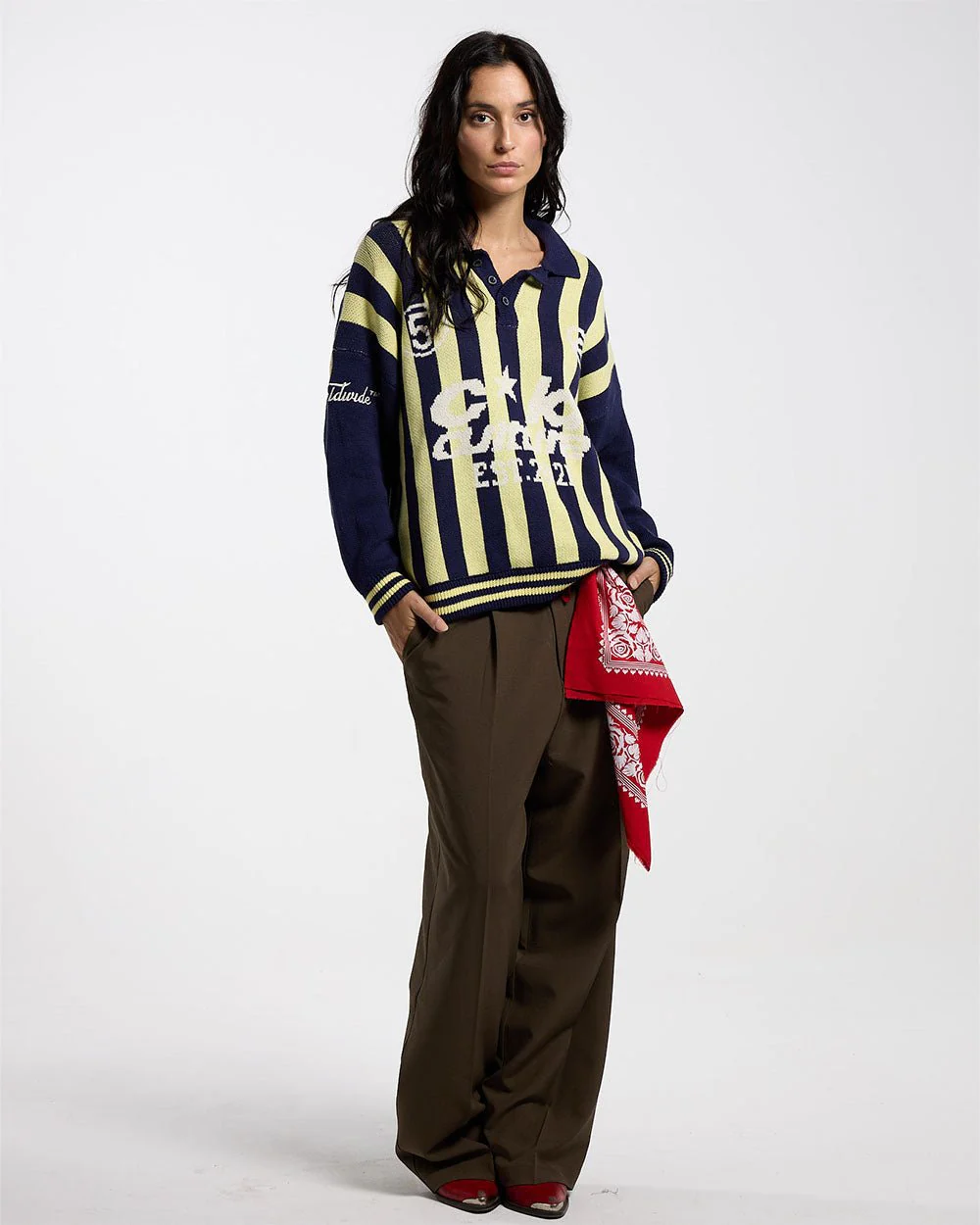 STRUCTURE COLLAR SWEATSHIRT KNIT BLUE/YELLOW - Image 5