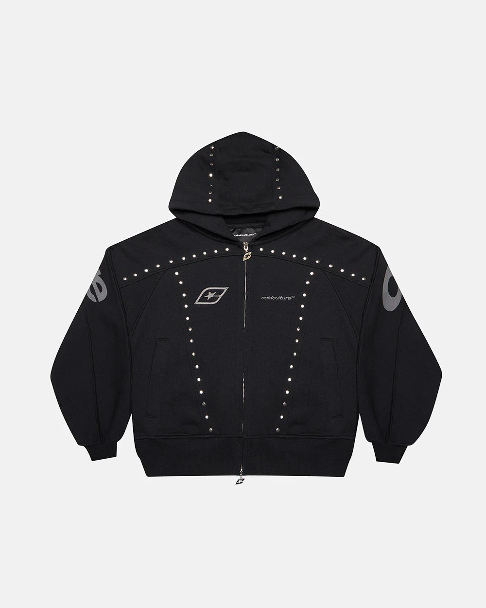 STUD ZIP HOODIE BLACK - Image 3