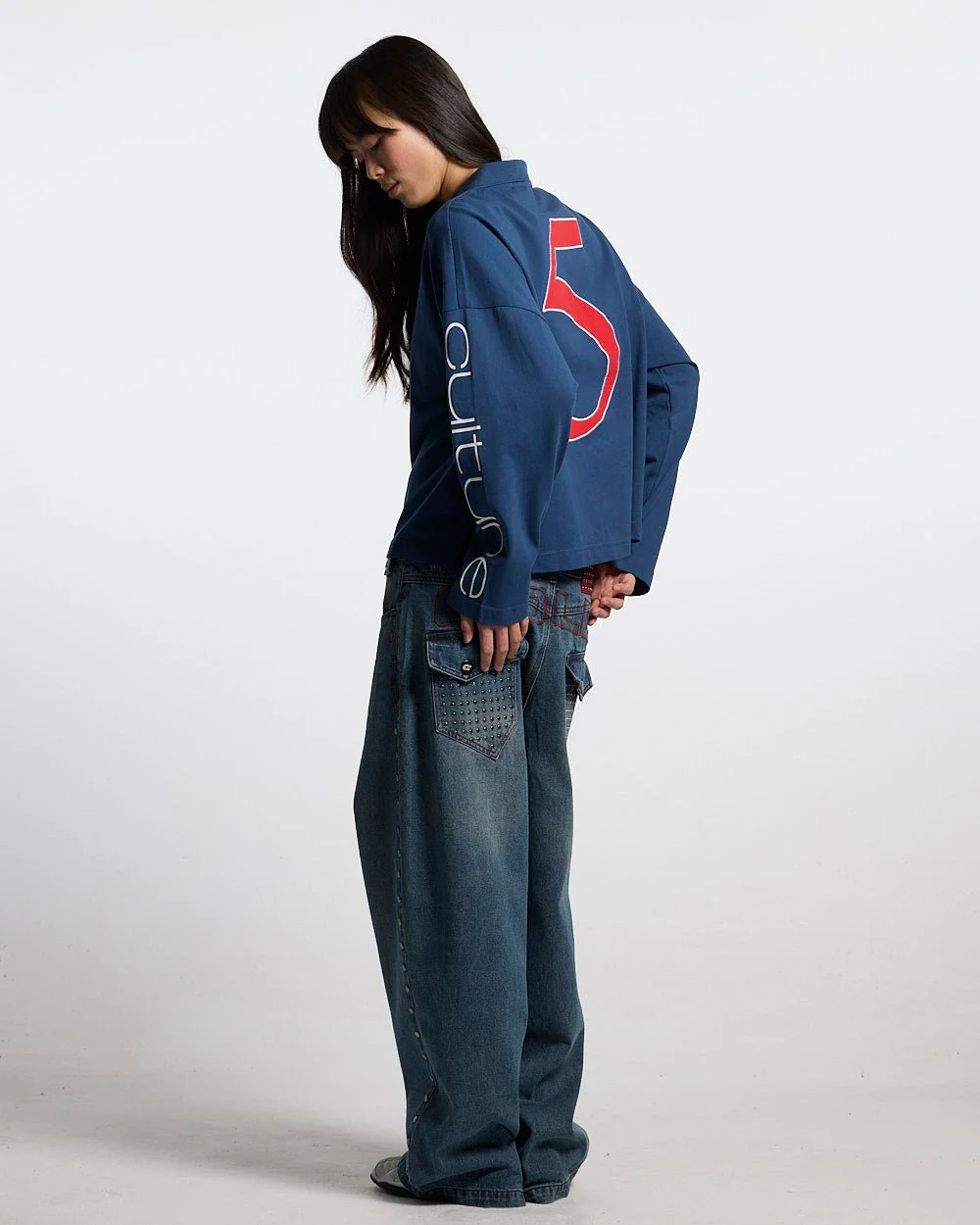 STUDS PANTS LIGHT BLUE DENIM - Image 8