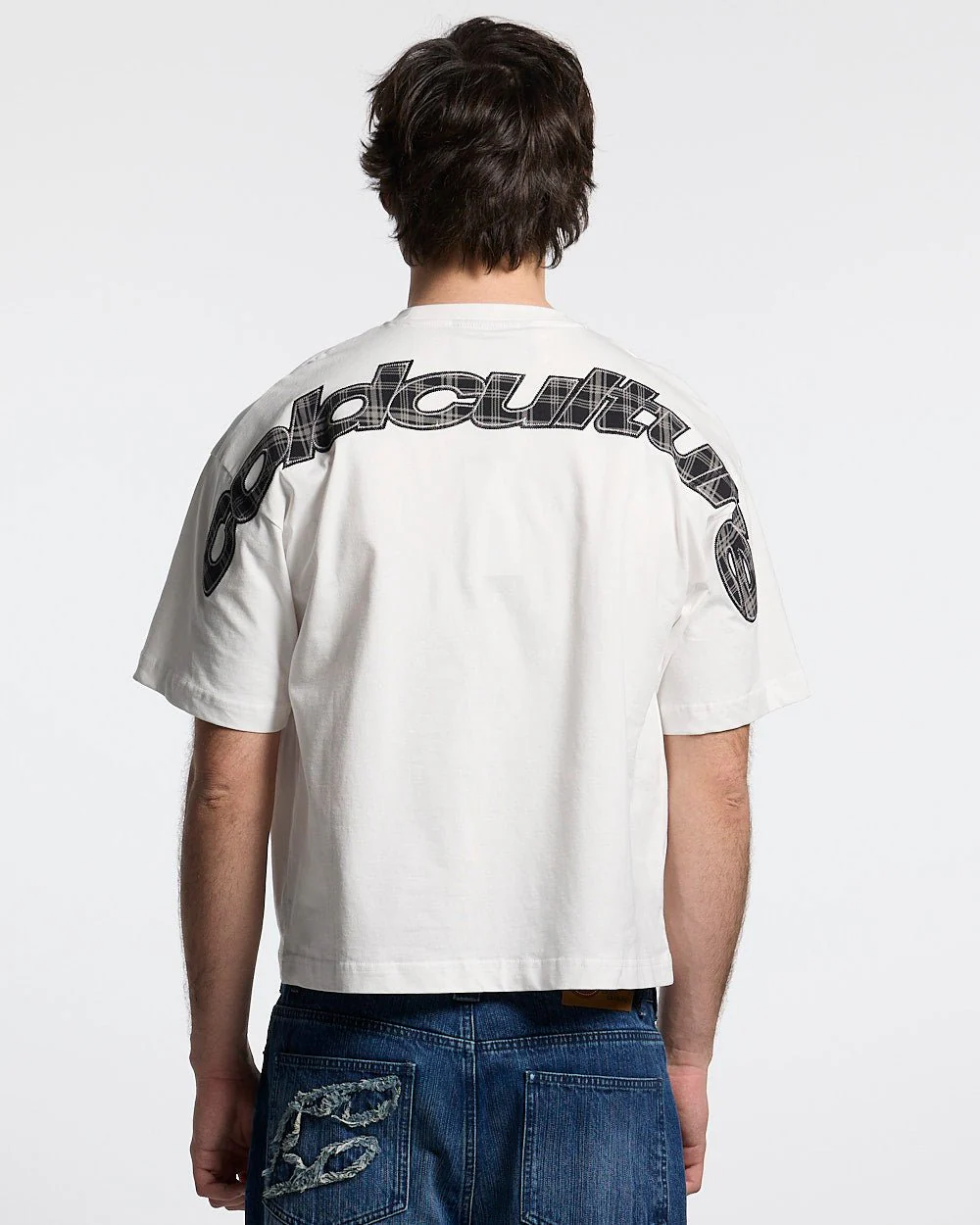 TARTAN CURVED TEE WHITE