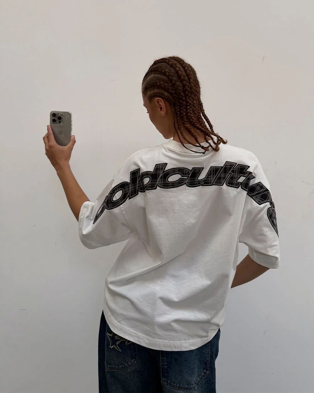 TARTAN CURVED TEE WHITE - Image 8