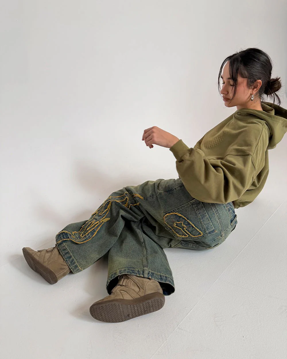 TRIBAL DISTRESSED V2 PANTS GREEN WASHED DENIM - Image 12