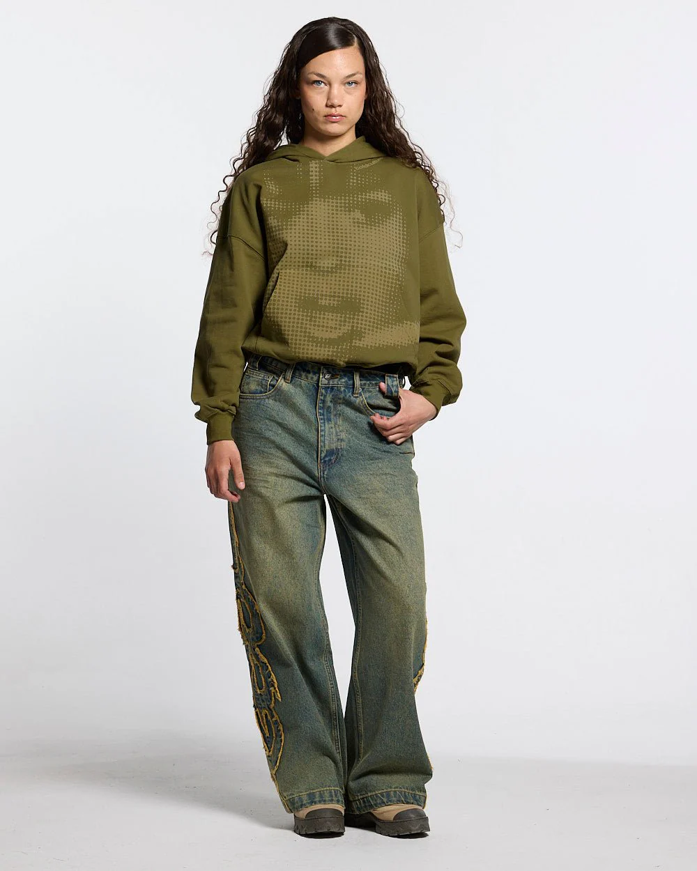 TRIBAL DISTRESSED V2 PANTS GREEN WASHED DENIM - Image 9