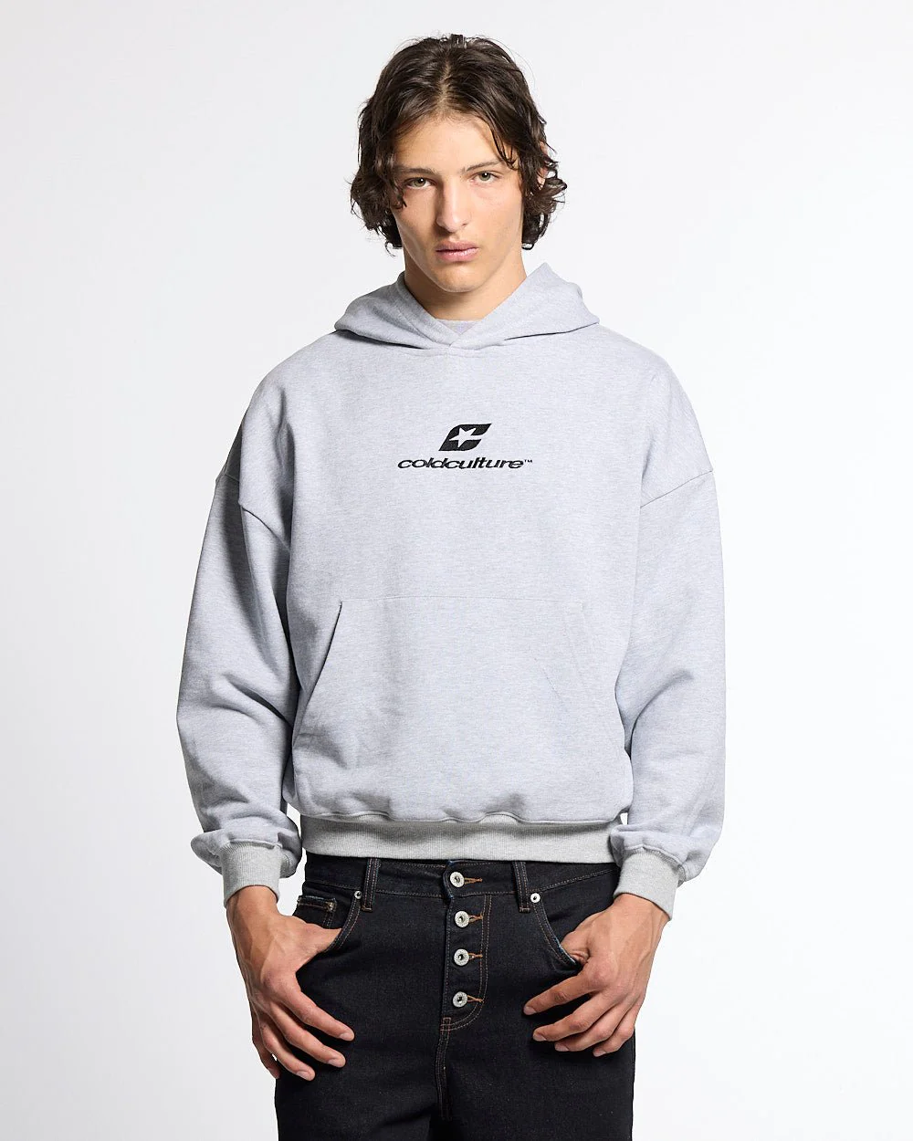 TARTAN DISTRESS CURVED HOODIE HEATHER GREY - Image 4