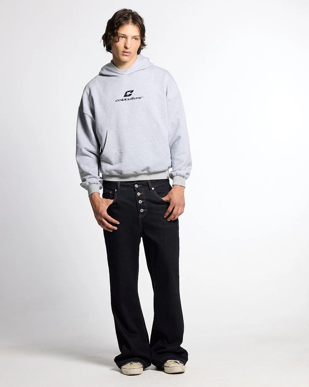 TARTAN DISTRESS CURVED HOODIE HEATHER GREY - Image 6