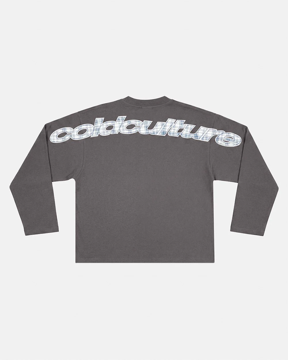 TARTAN DISTRESS CURVED LONGSLEEVE DARK GREY