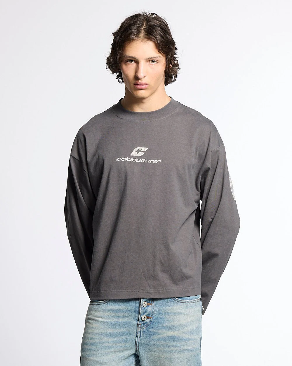TARTAN DISTRESS CURVED LONGSLEEVE DARK GREY - Image 4