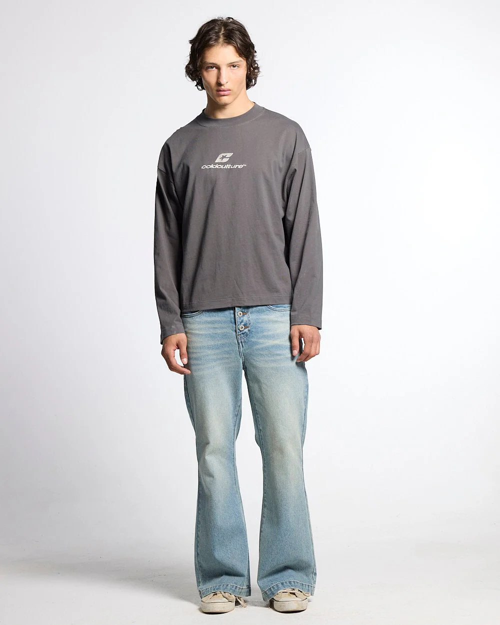 TARTAN DISTRESS CURVED LONGSLEEVE DARK GREY - Image 5