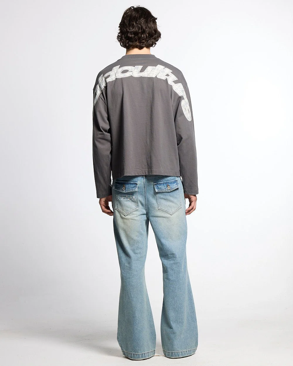 TARTAN DISTRESS CURVED LONGSLEEVE DARK GREY - Image 6